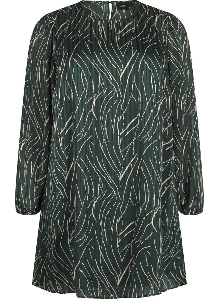 Kort mønstrete kjole med rund hals, Scarab Safari AOP, Packshot image number 0