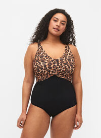 Badedrakt med bøyle og justerbare stropper, Black Leopard, Model