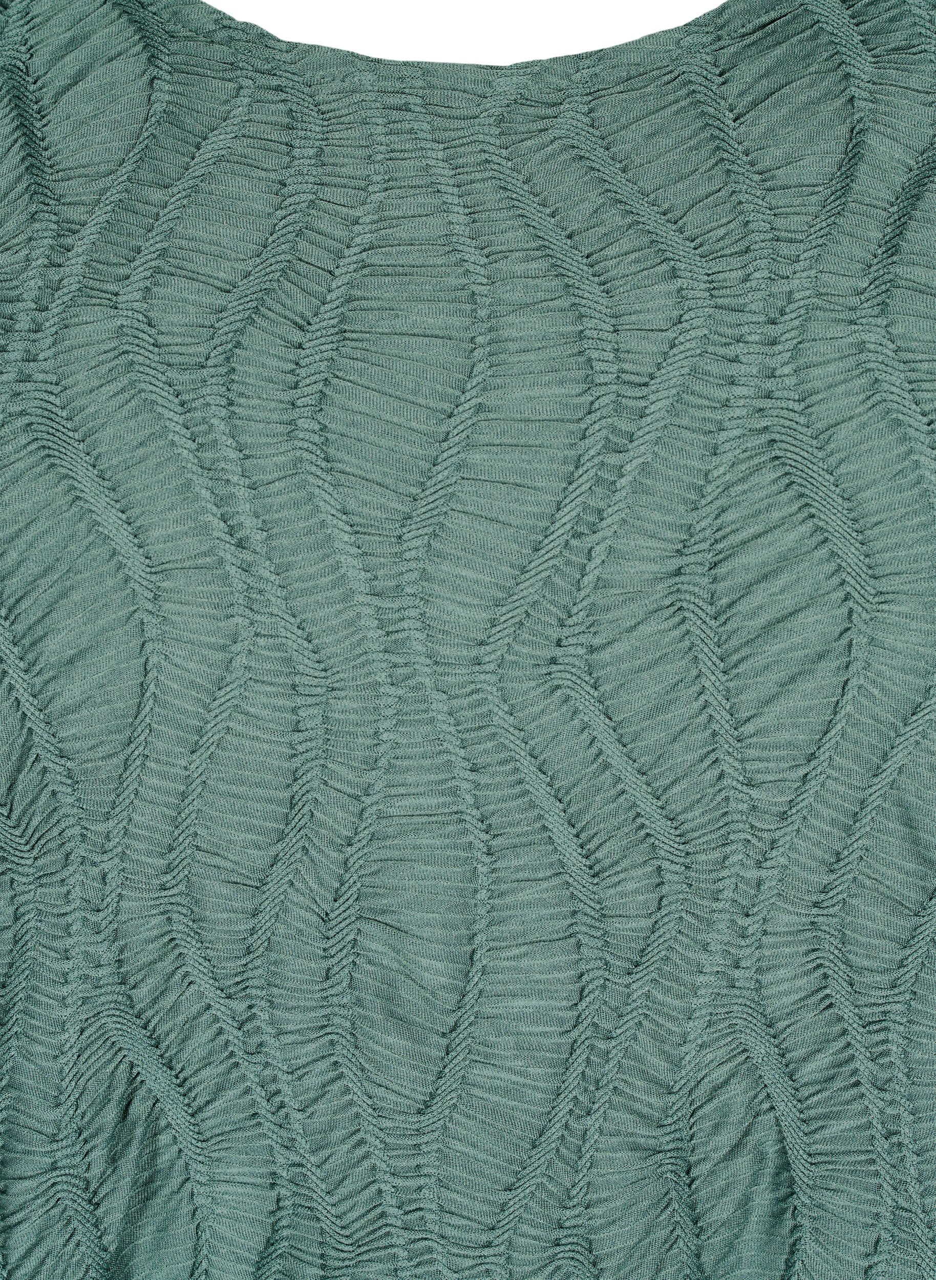 Zizzi Kort kjole med tekstur og 3/4-ermer, Gr&oslash;nn, Packshot image number 2