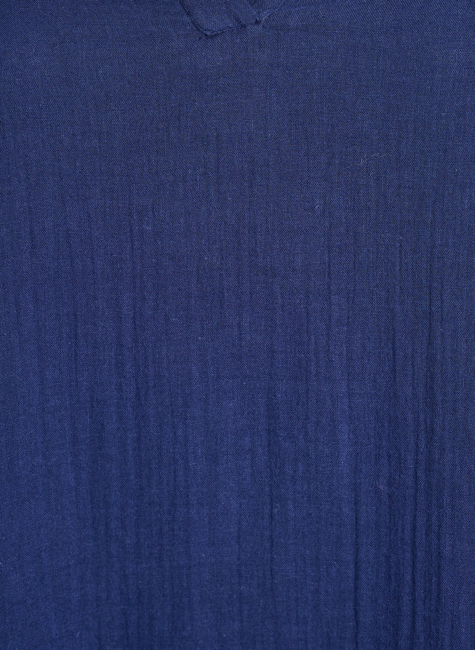 ZizziKort A-linjekjole i bomullsmuslin, Bl&aring;, Packshot image number 2