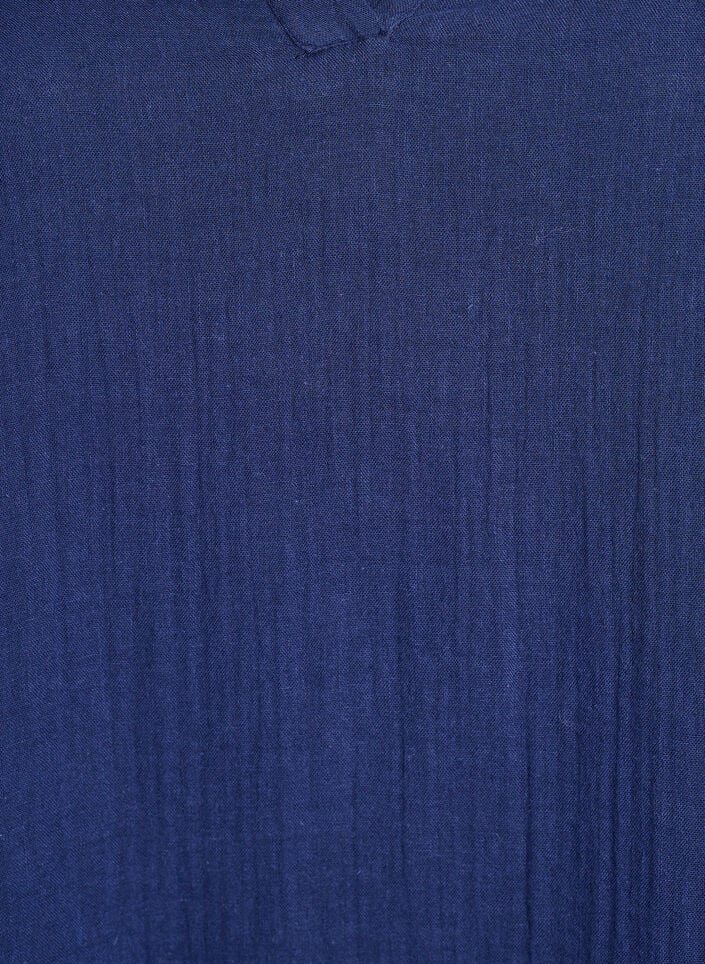 Kort A-linjekjole i bomullsmuslin, Bl&aring;, Packshot image number 2