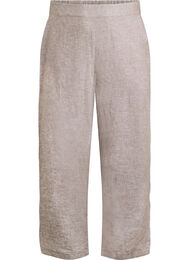 L&oslash;se bukser i lin og viskose, Brun