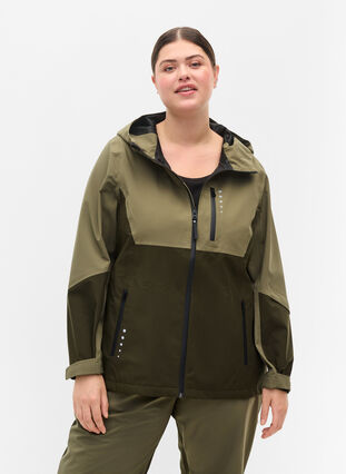 Vanntett skalljakke med hette og refleks, Forest Night Comb, Model image number 0