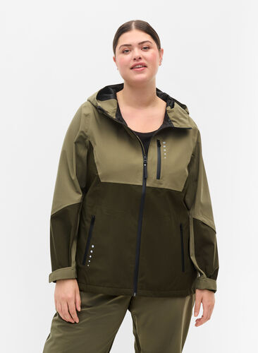 Vanntett skalljakke med hette og refleks, Forest Night Comb, Model image number 0