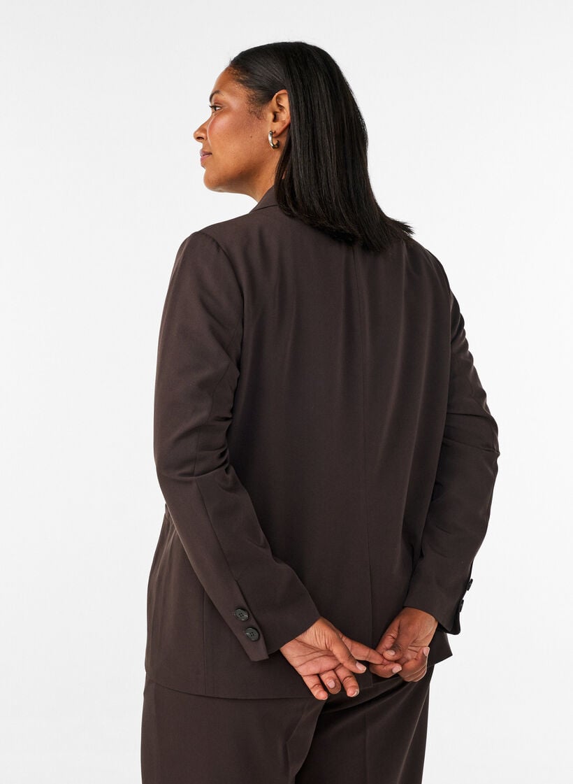 Dobbeltradet blazer med Loose fit, Brun, Model image number 2