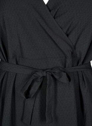 Zizzi Kort omslagskjole med knytebelte, Svart, Packshot image number 2