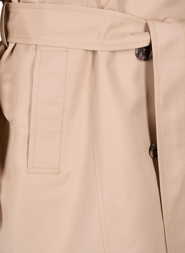 Kort trenchcoat med belte, Beige, Packshot image number 2