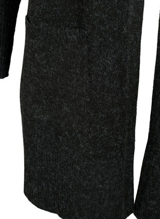 Ribbestrikket cardigan med lommer, Dark Grey Melange, Packshot image number 3