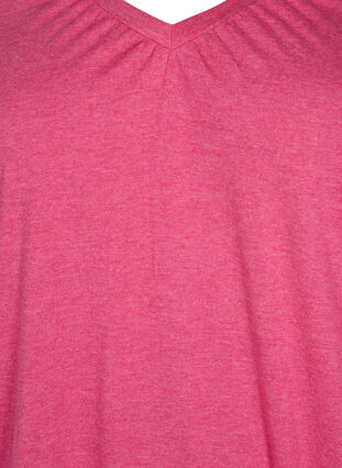 Melert T-skjorte med strikkant, Beetroot Purple Mél, Packshot image number 2