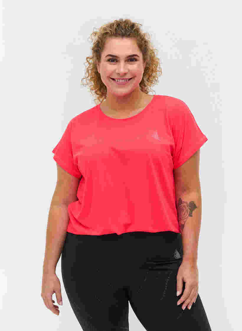 Ensfarget t-skjorte til trening, Diva Pink, Model image number 0