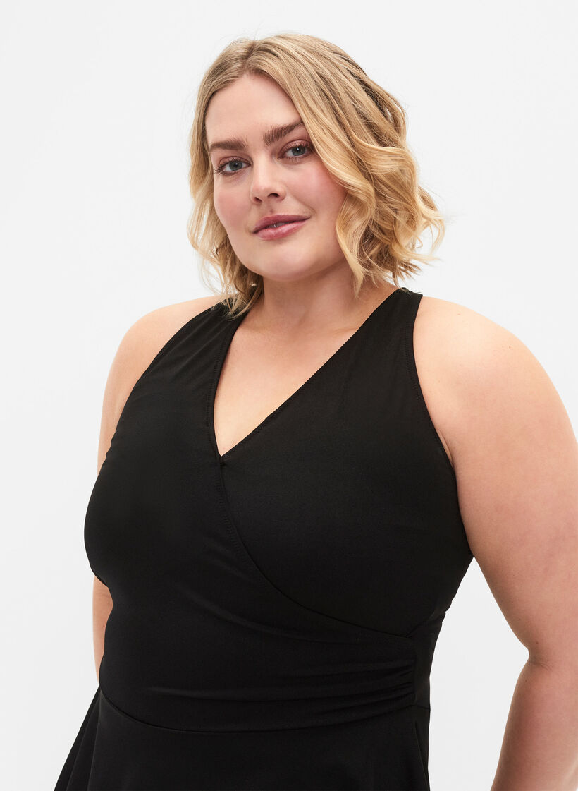 Badekjole med kryss på ryggen og skjørt, Black, Model image number 2