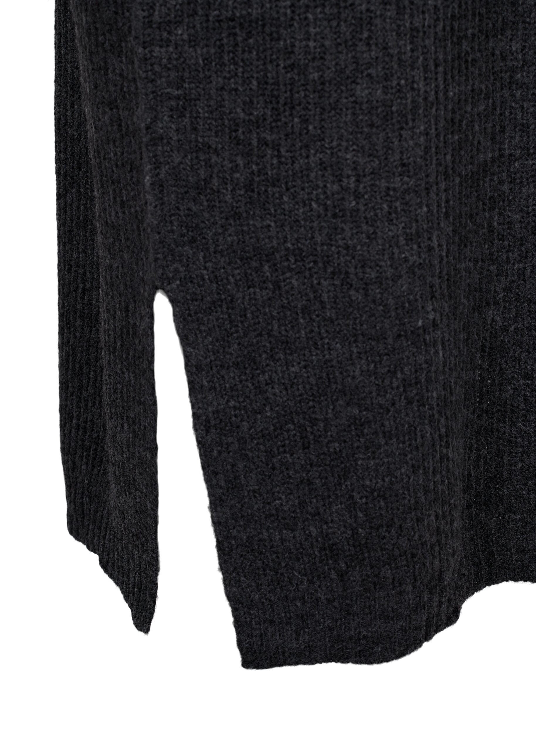 ZizziLang, oversize strikkekjole med glidel&aring;s, Gr&aring;, Packshot image number 3