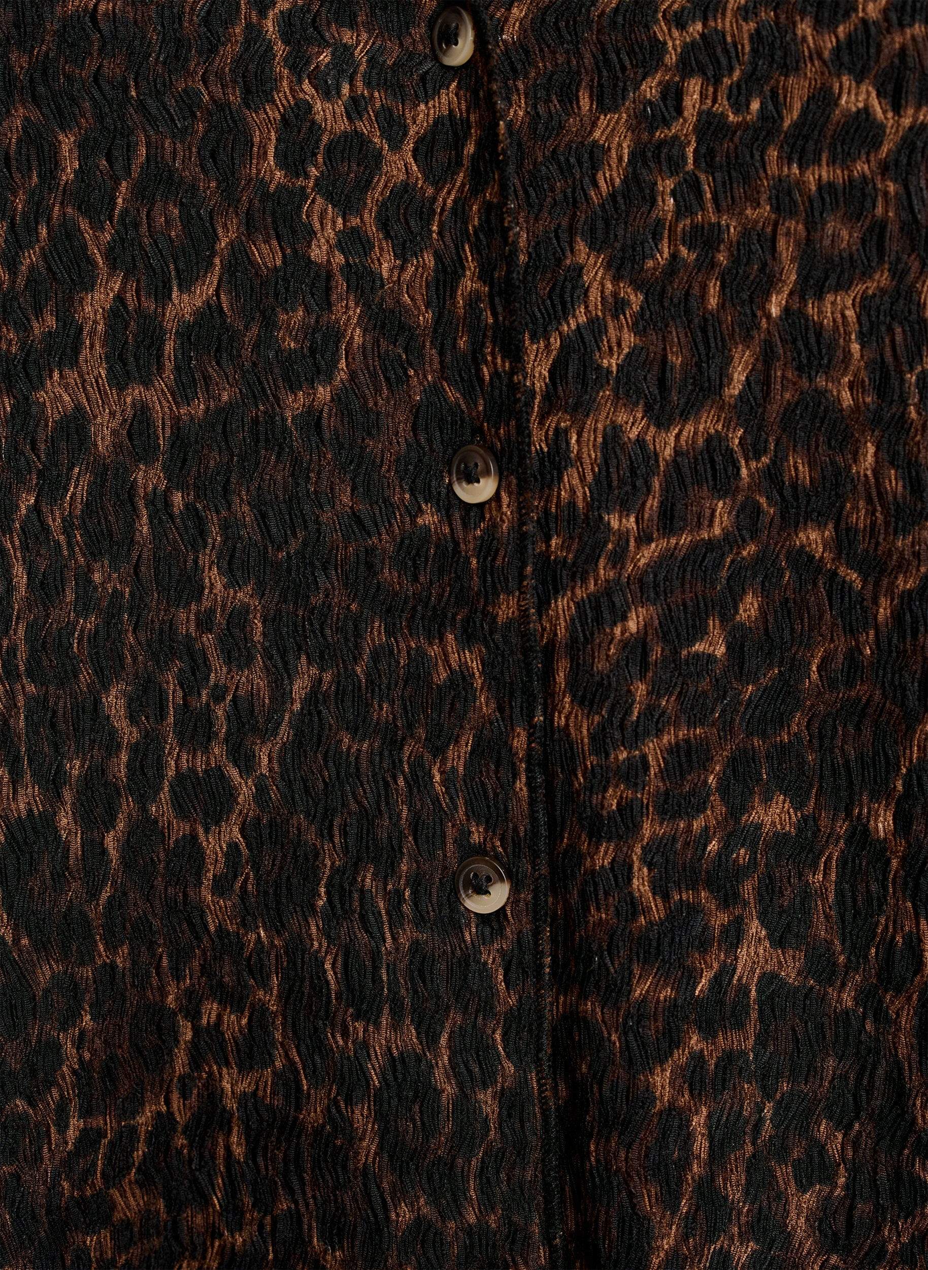 ZizziErmel&oslash;s topp med b&oslash;lget tekstur og knappelukking, Brun, Packshot image number 2
