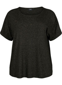 Kortermet bluse i viskose med glitter