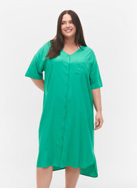 Kortermet skjortekjole i viskose, Holly Green, Model