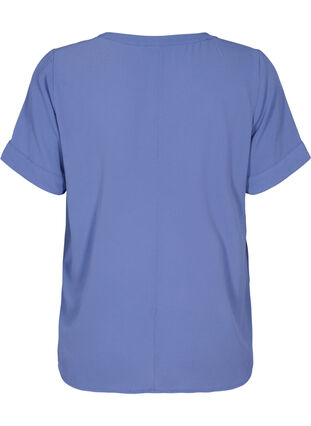 Kortermet bluse med V-hals, Coastal Fjord, Packshot image number 1