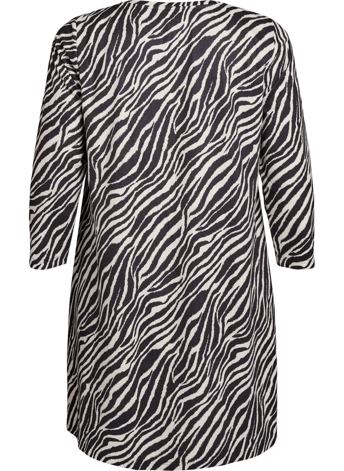 Kort A-linjekjole med 7/8 ermer, Svart, Packshot image number 1