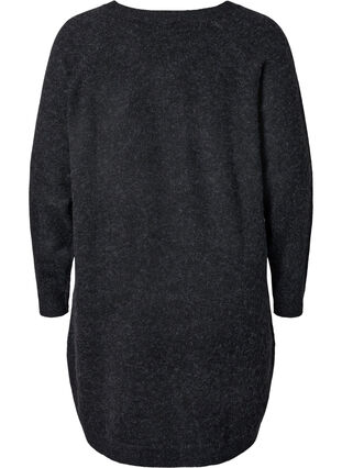Melert strikkekjole med knapper, Dark Grey Melange, Packshot image number 1