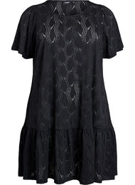 FLASH - Kort jerseykjole med hullmønster, Black
