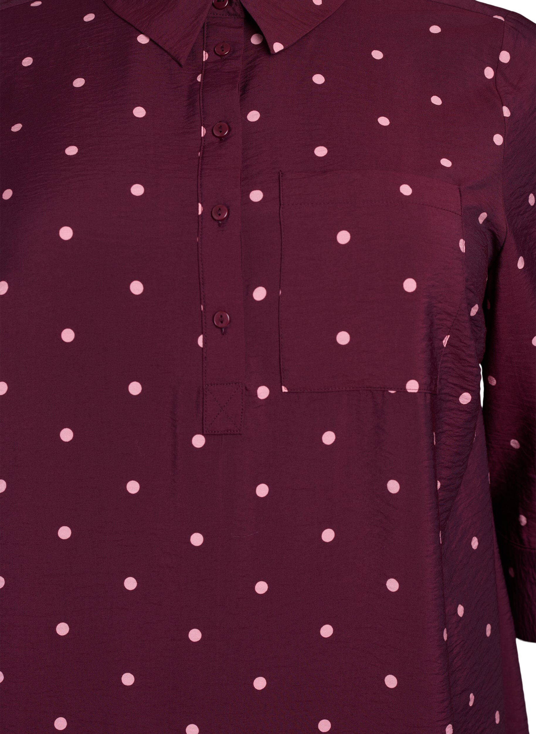 Zizzi Kort kjole med krage og brystlomme, R&oslash;d, Packshot image number 2