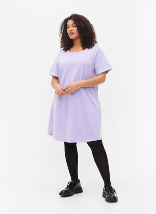 Kjole med korte ermer og splitt, Lavender, Model image number 2