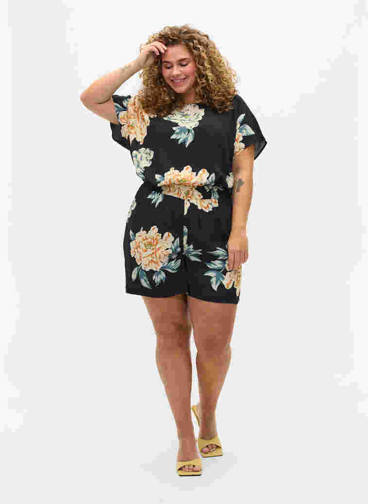 Løstsittende shorts med blomstermønster, Roses on Navy, Model image number 0