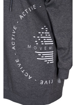 Lang hettegenser med tekst foran, Dark Grey Melange, Packshot image number 3