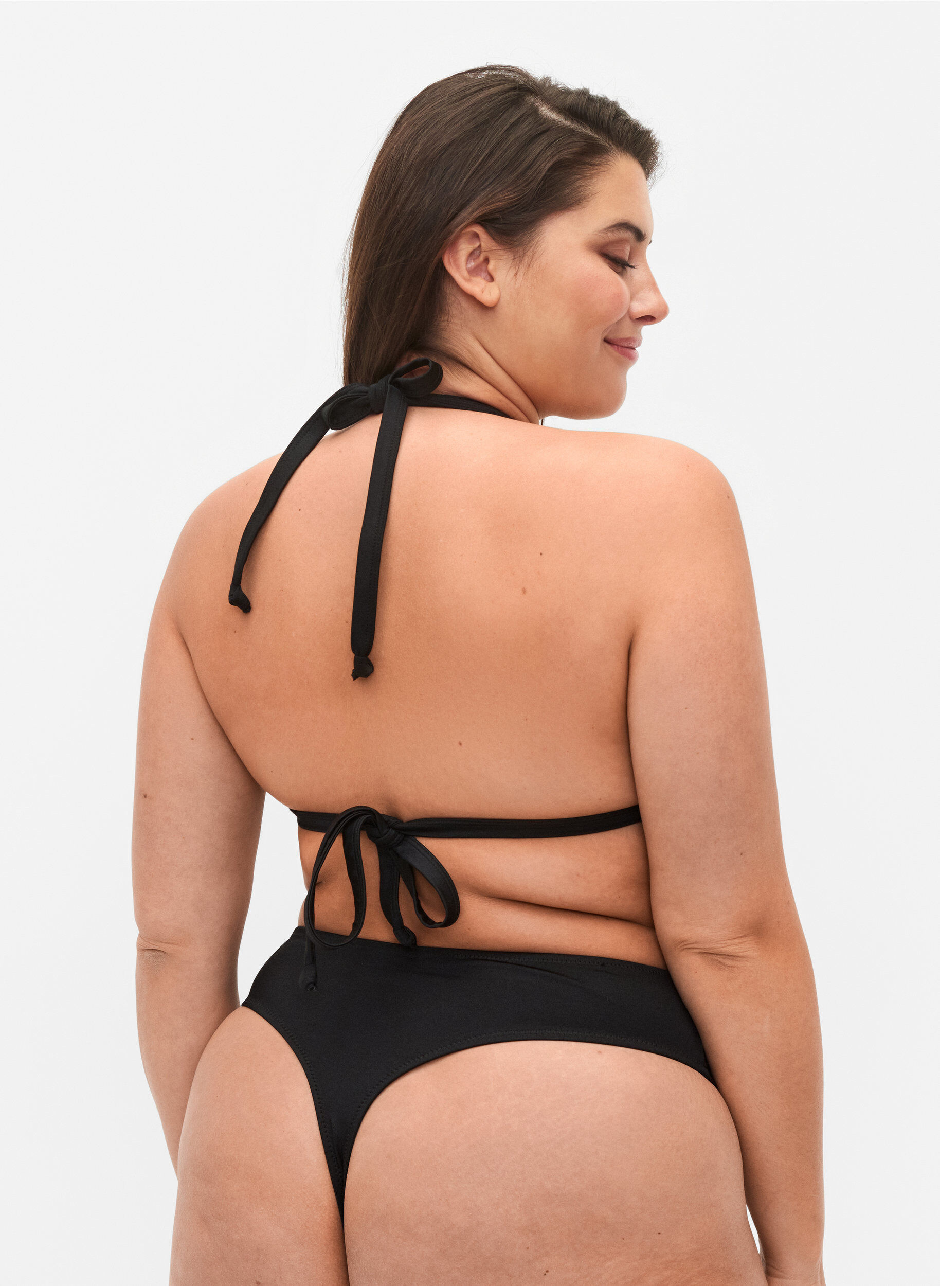Zizzi Ensfarget trekantbikini, Svart, Model image number 1