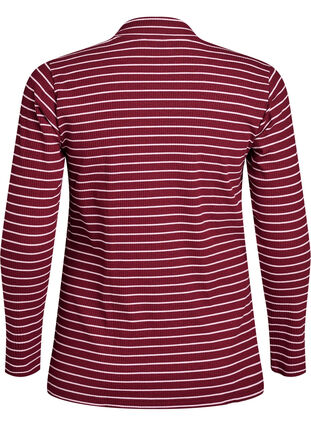 Zizzi Stripet ribbet jerseybluse med høy hals, T.Port Fairy Tale, Packshot image number 1