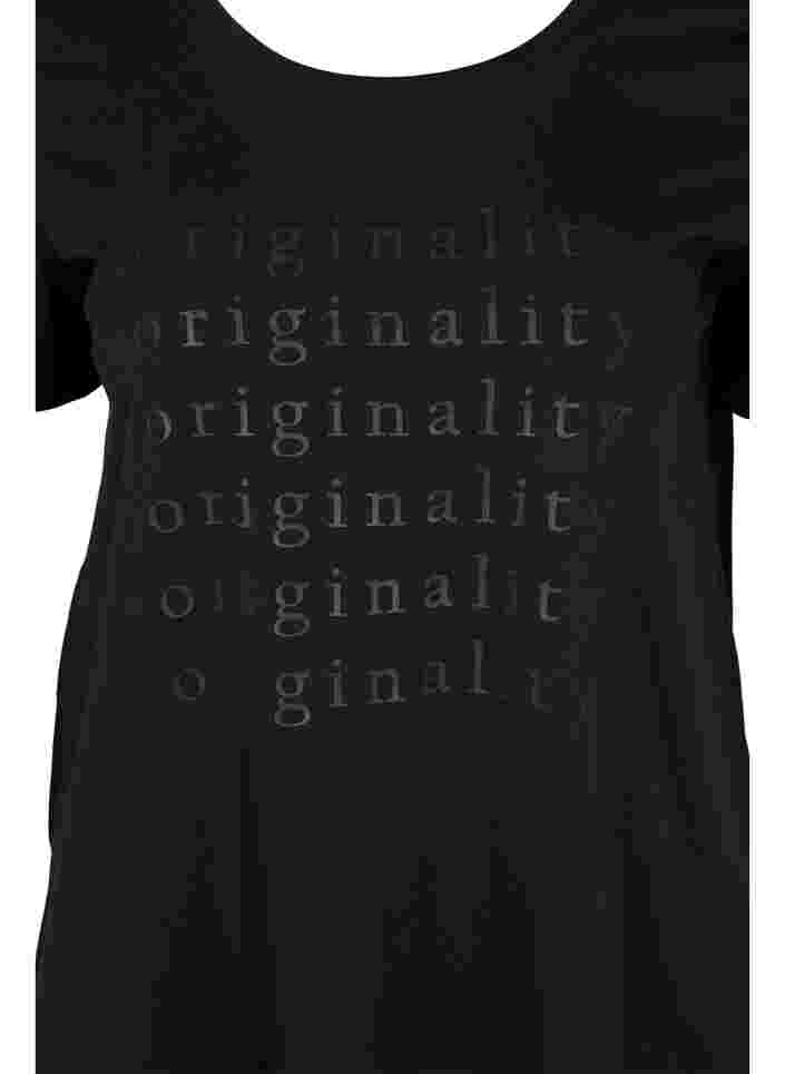 T-skjorte i bomull med ton-i-ton trykk, Black Originality, Packshot image number 2