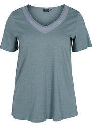 T-skjorte med V-hals og mesh, Balsam Green
