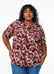 Bluse med blomsterprint og korte ermer, Rød, Model image number 0