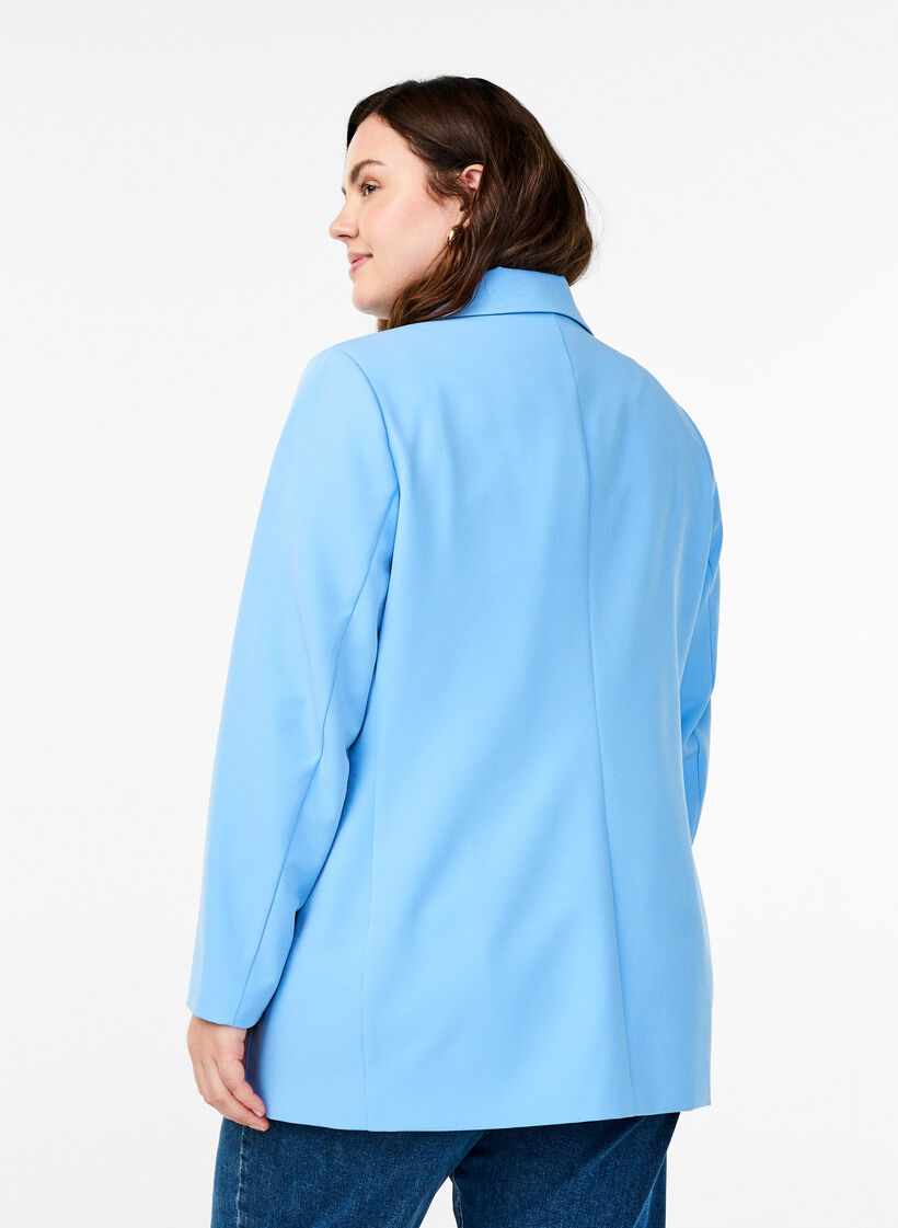 Klassisk blazer med knappelukking, Bl&aring;, Model image number 2