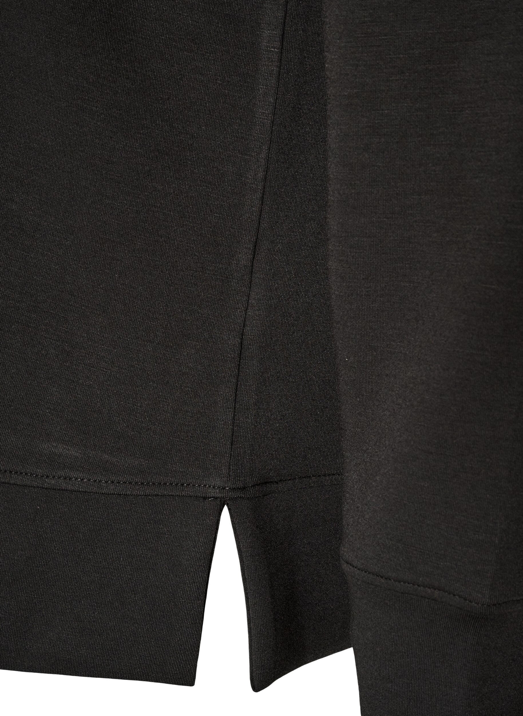 ZizziLangermet jersebluse med rund hals, Svart, Packshot image number 3
