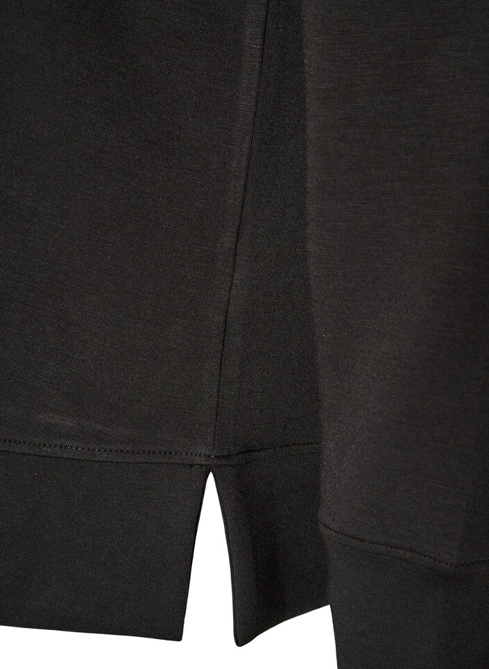 Langermet jersebluse med rund hals, Svart, Packshot image number 3