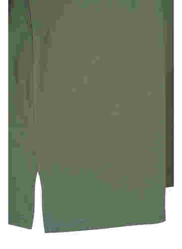 Ensfarget bomullsgenser med 3/4-ermer og splitt, Thyme, Packshot image number 3