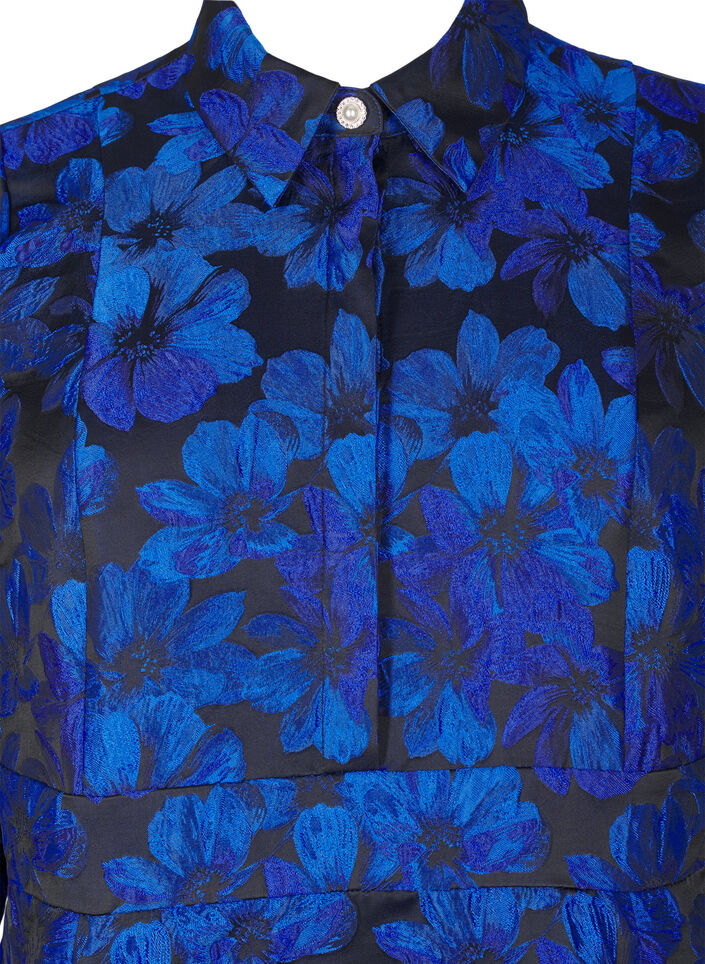 Kort jacquard-kjole med 3/4-ermer, Black Blue, Packshot image number 2