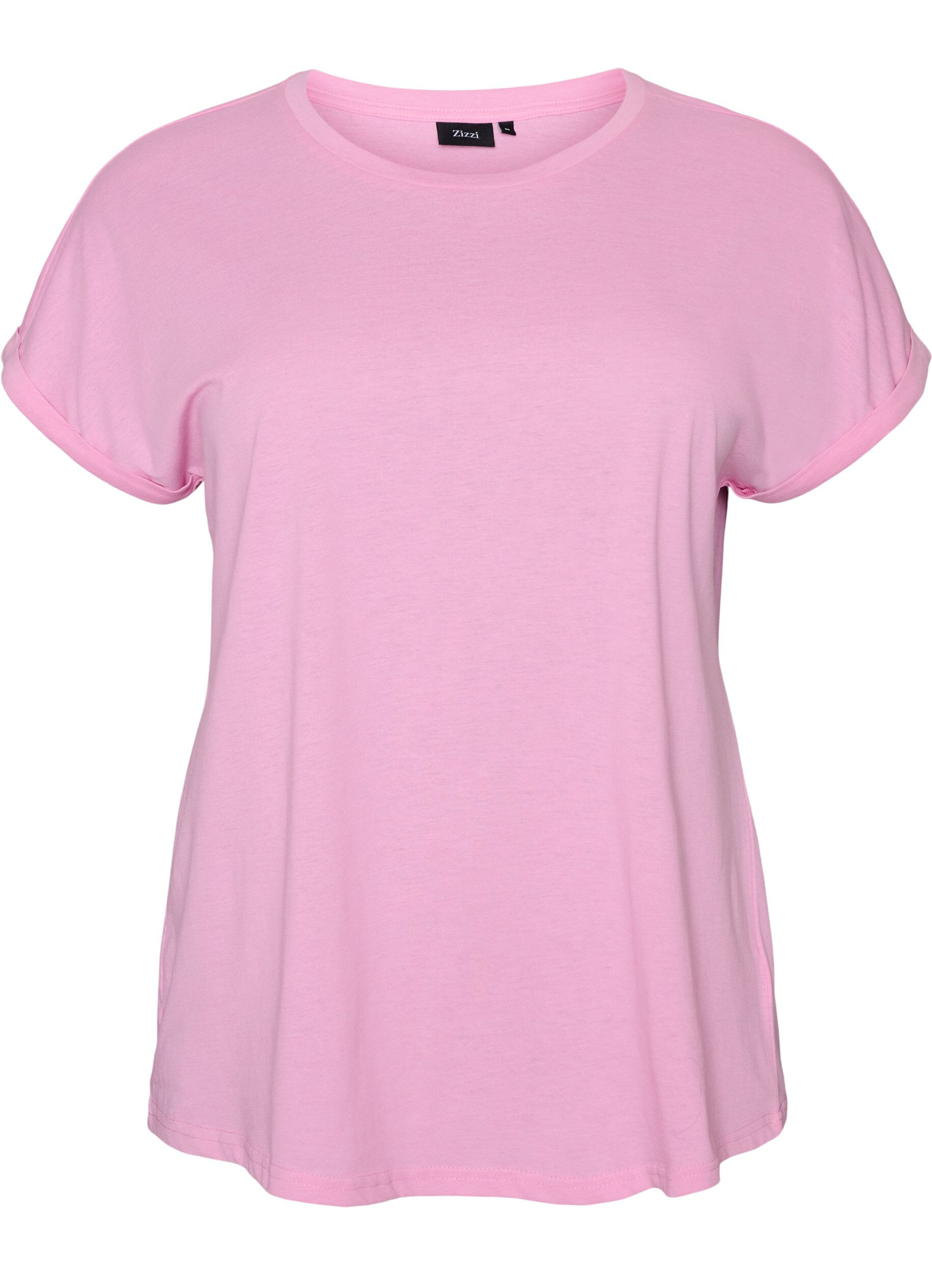 ZizziKortermet T-skjorte i bomullsblanding, Rosa, Packshot image number 0