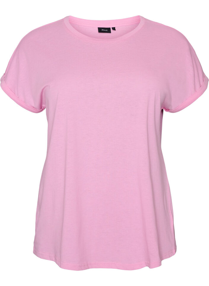 Kortermet T-skjorte i bomullsblanding, Rosa, Packshot image number 0