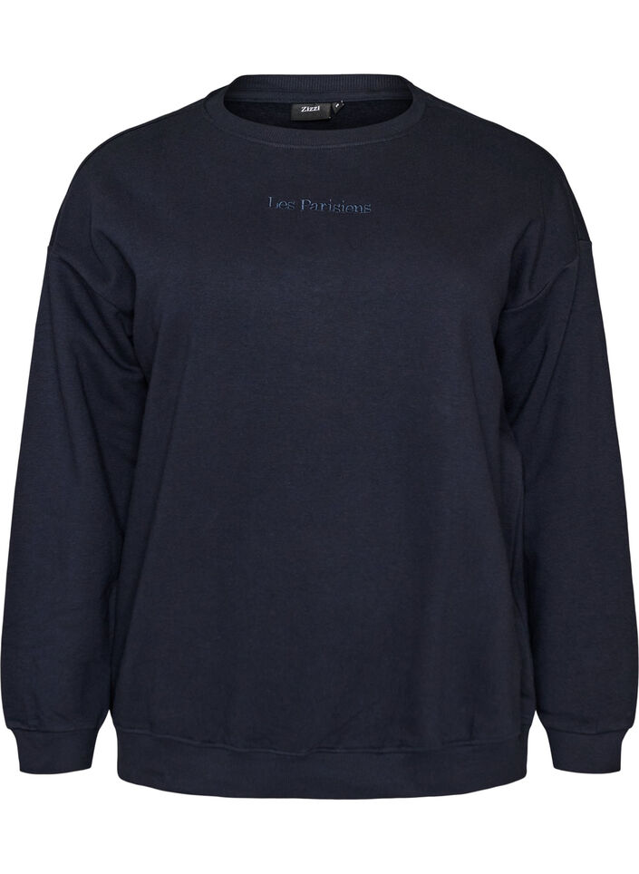 Genser med teksttrykk, Bl&aring;, Packshot image number 0