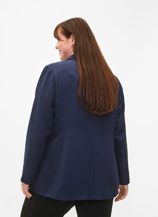 Zizzi FLASH - Enkel blazer med knapp, Blå, Model image number 2
