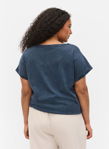 T-skjorte i økologisk bomull med trykk, NavyBlazer Acid Bird, Model image number 1