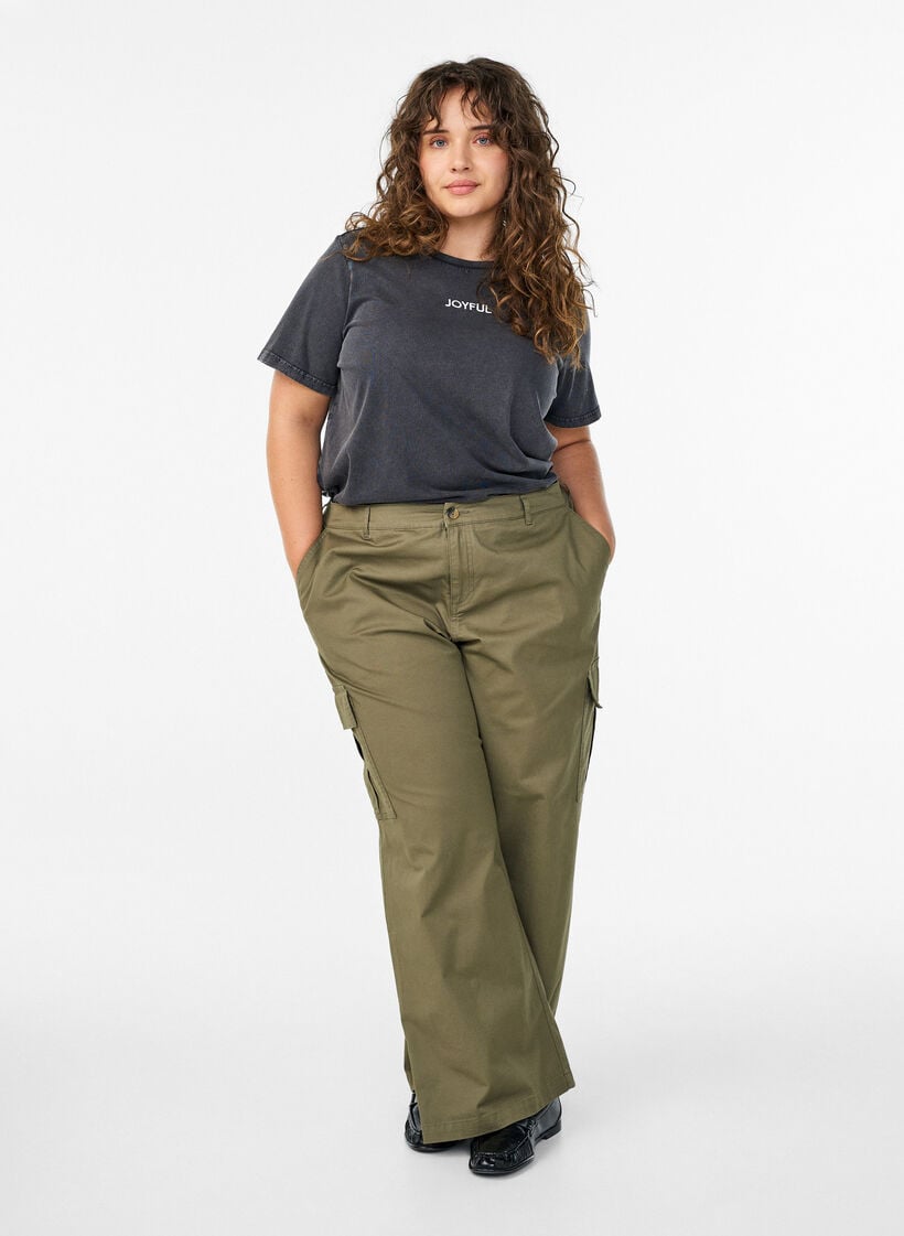 T-skjorte i organisk bomull med trykk på ryggen, Grå, Model image number 1