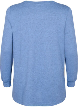 Melert bluse med knapper, Colony Blue Melange, Packshot image number 1