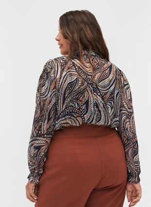 Langermet bluse med paisley-mønster, Black Paisley, Model image number 1