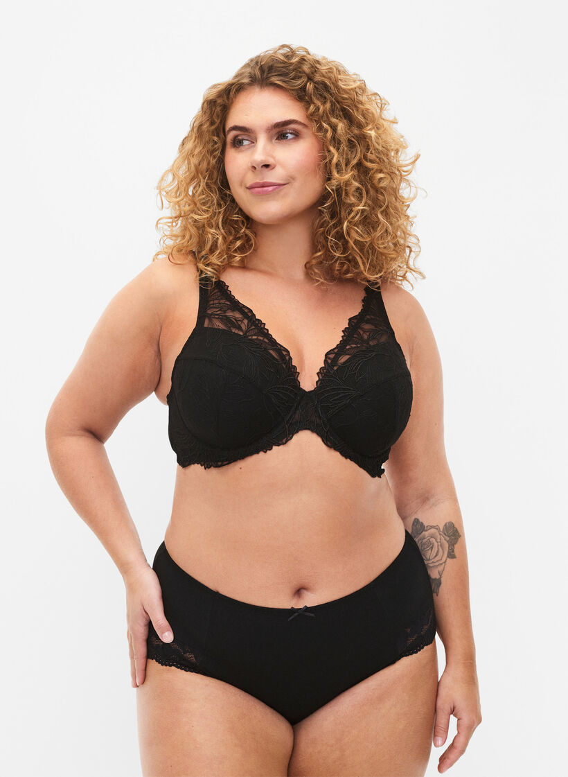 Vattert blonde-BH med spiler, Black, Model