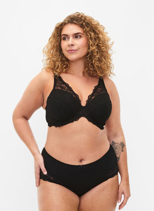 Zizzi Vattert blonde-BH med spiler, Svart, Model image number 1