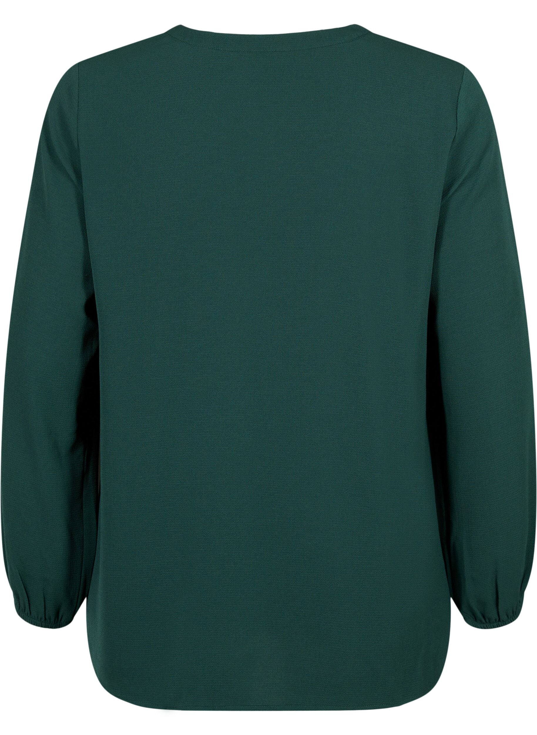 Zizzi Ensfarget bluse med V-hals, Scarab, Packshot image number 1