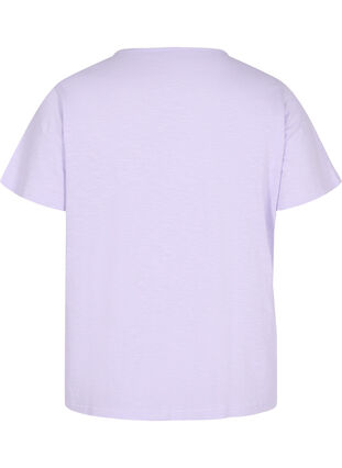 T-skjorte av bomull med blondekant, Lavender, Packshot image number 1