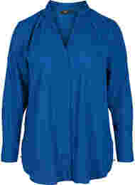 Langermet skjorte med volanger på kraven, Estate Blue